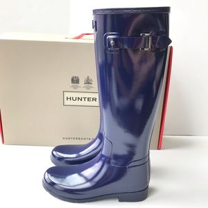 NWB HUNTER Original Tall Refined Blue Rubber Rain Boots 6